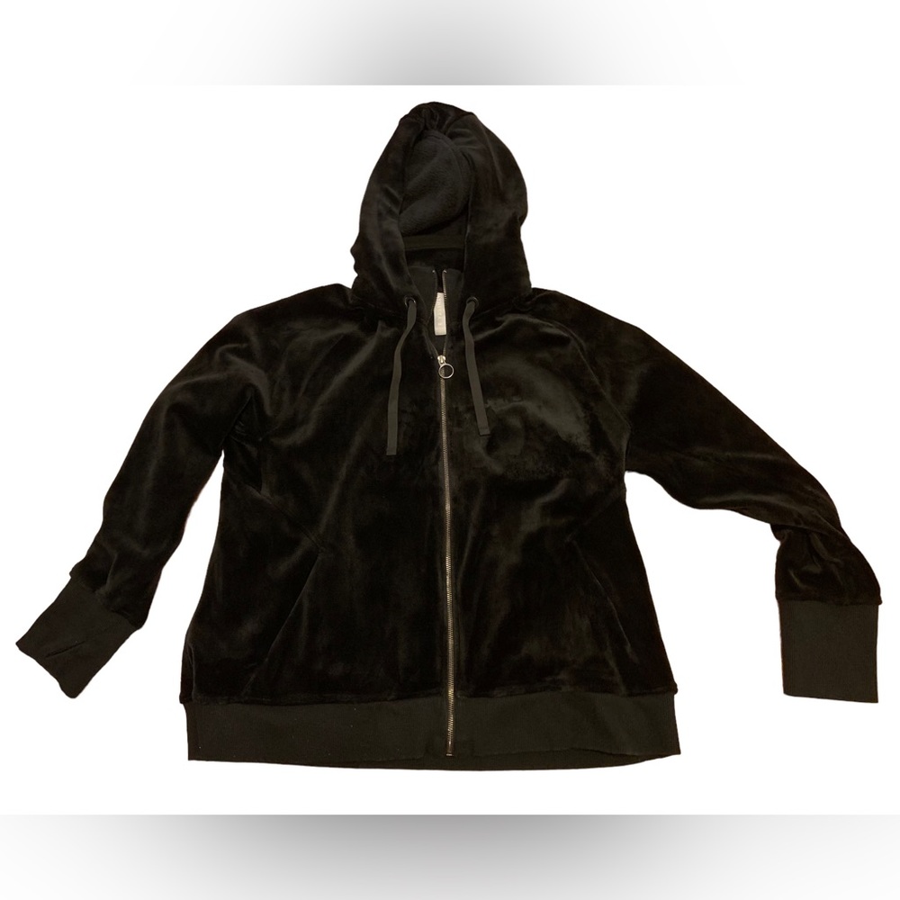 Athleta Black Cozy Velvet Zip Up Sweatshirt 2X Plus